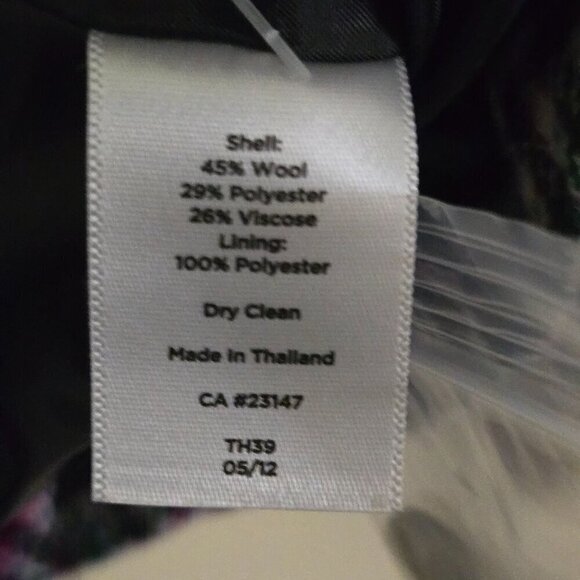 Talbots NWT Green Red Black White Plaid 4 Button Flap Pocket Wool Blend Blazer S - Picture 6 of 6